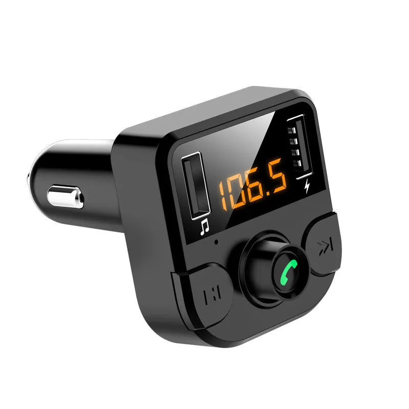Black car MP3 Bluetooth player with 1.1-inch display for cigarette lighter installation