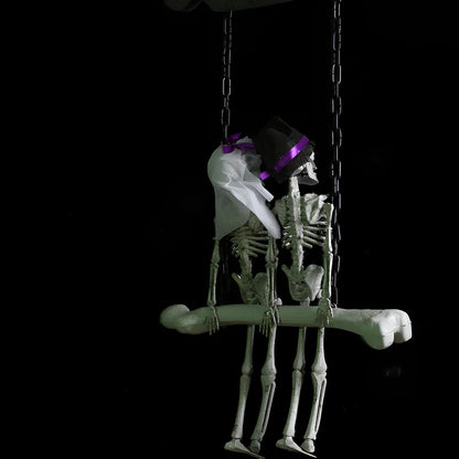 Halloween bride and groom foam door hanging pendant with cloth decoration measuring 30cm