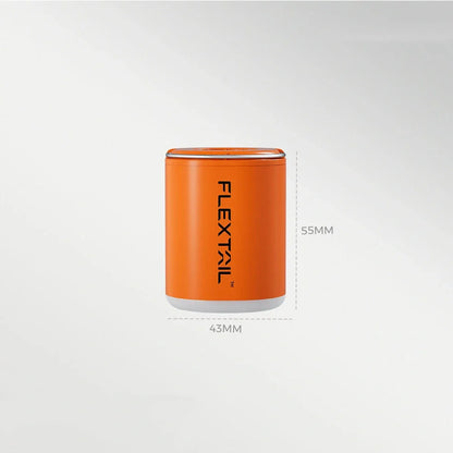 White portable USB camping inflator with 1300mAh battery, 4kPa inflation, 11x10x5cm size