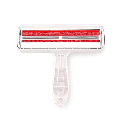 Blue pet hair removal comb with ABS plastic body and roller bristles for furniture cleaning