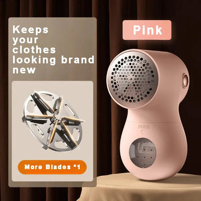 White electric lint remover with LED display showing fabric shaver dimensions 126x73x68mm