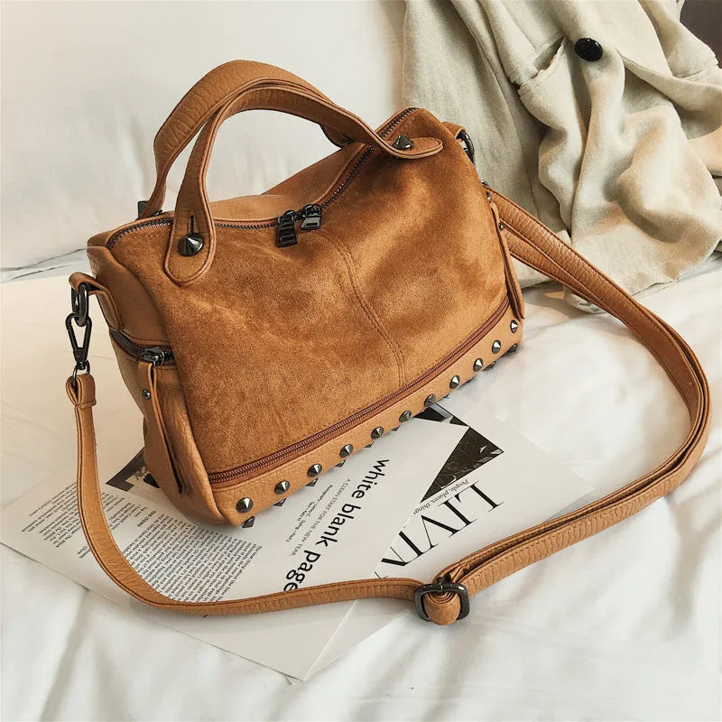 Women's casual tote shoulder bag in soft PU leather with smooth zipper, large capacity, and weighing 340g