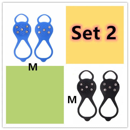 Silicone Non-Slip Shoe Grips for ice and snow safety in multiple colors