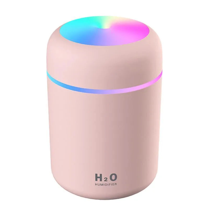 Pink white or navy blue USB desktop humidifier with LED mood lights and 300ml water tank