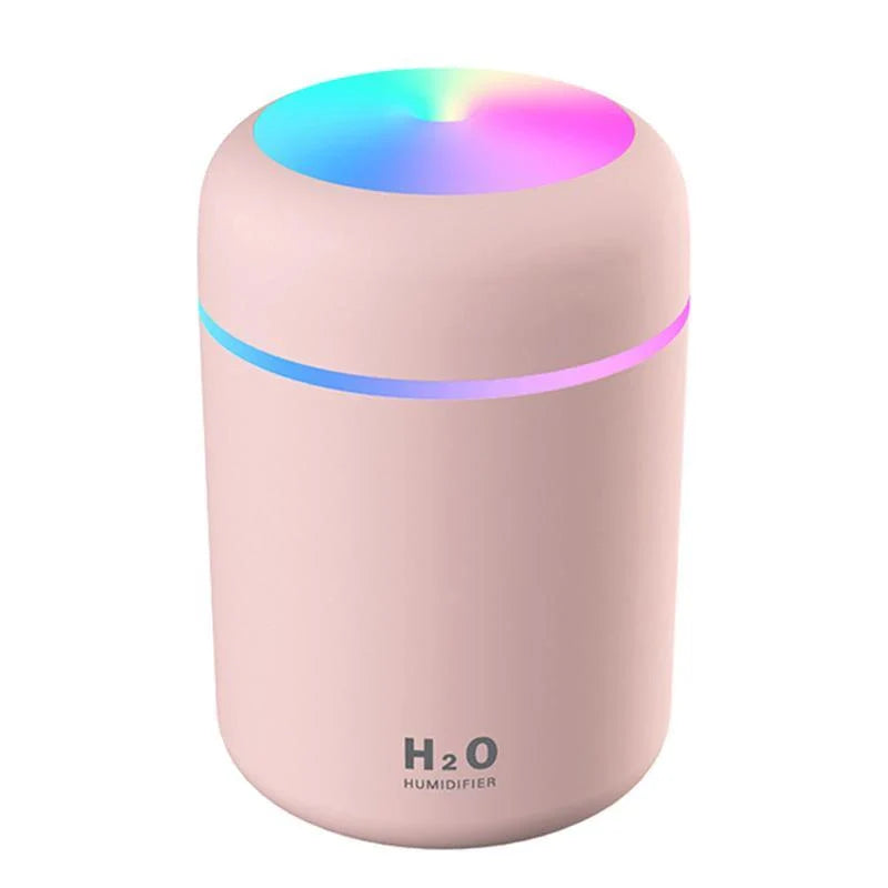 Compact and Quiet Bedroom Mist Humidifier with Soothing Mood Lighting in White, Navy Blue, and Pink Colors