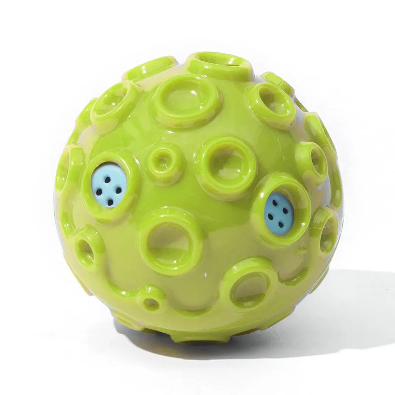 Colourful dog toy ball with meteorite-shaped bumps for aggressive chewers and anxiety relief
