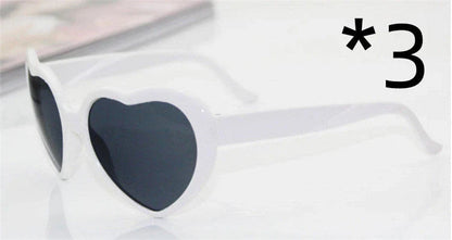 Stylish heart-shaped lighting sunglasses with a plastic frame and resin lenses, creating a mesmerizing effect for romantic occasions