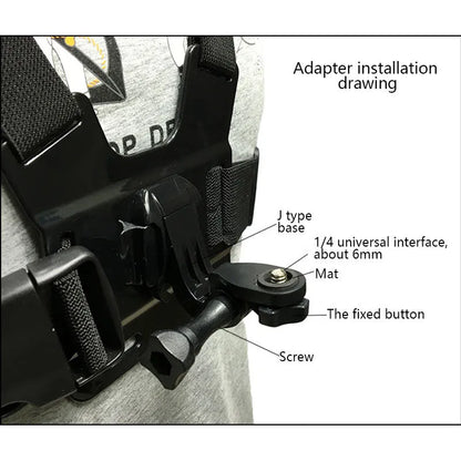 Black mobile phone chest mount harness with adjustable nylon straps and ABS phone clip for 4-5.5 inch smartphones