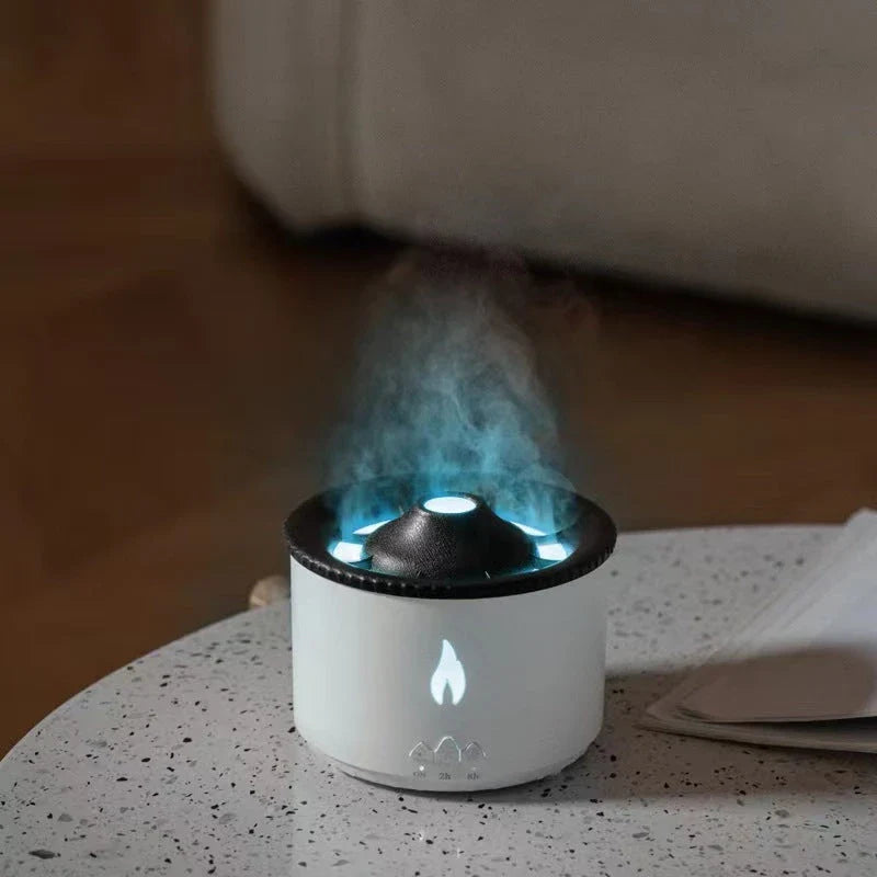 Ultrasonic Essential Oil Diffuser with mesmerizing flame-like lighting and jellyfish smoke ring effects, transforming your home ambiance
