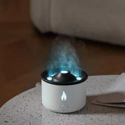 Ultrasonic Essential Oil Diffuser with mesmerizing flame-like lighting and jellyfish smoke ring effects, transforming your home ambiance