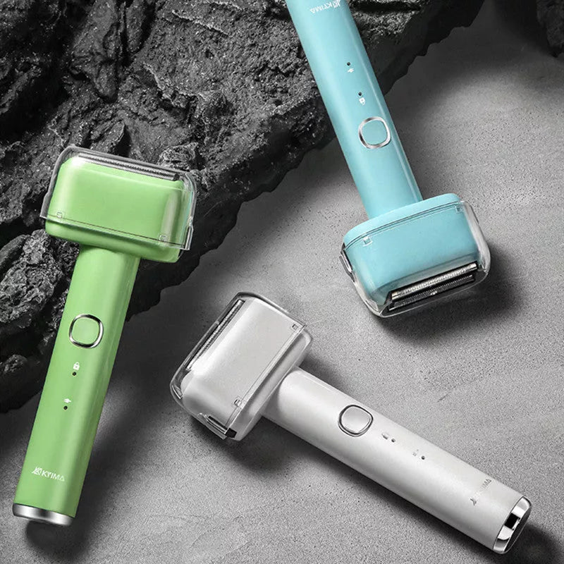 Men's electric reciprocating shaver in fresh blue, Van Gogh green, or light feather white