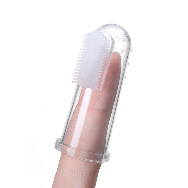 Transparent liquid silicone finger stall baby toothbrush for infant oral cleaning, 1pc
