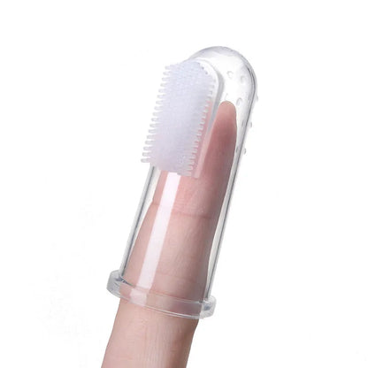 Transparent liquid silicone finger stall baby toothbrush for infant oral cleaning, 1pc