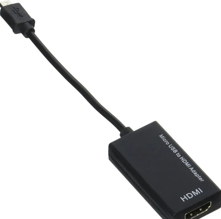 Black DisplayPort to HDMI adapter cable with micro USB connector, 12cm length