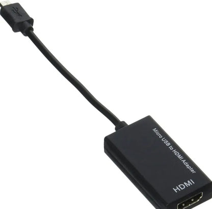 Black DisplayPort to HDMI adapter cable with micro USB connector, 12cm length