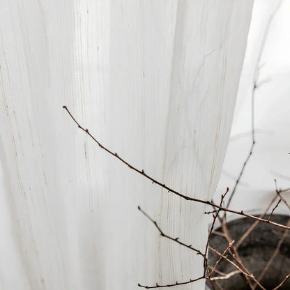 White Nordic linen curtain panel, hemp polyester blend, 1.0m width by 1.3m height, plain pattern for light diffusion