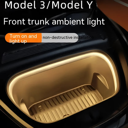 Tesla Model 3 and Y front ambient lighting kit with soft silicone LED strip in three colour options