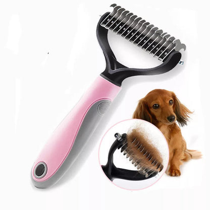 Double-sided blade dog comb for long-haired pets with stainless steel needles