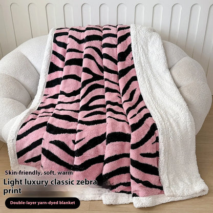 Double-layer cationic leopard jacquard taffeta blanket showing raised animal print pattern in available colour options