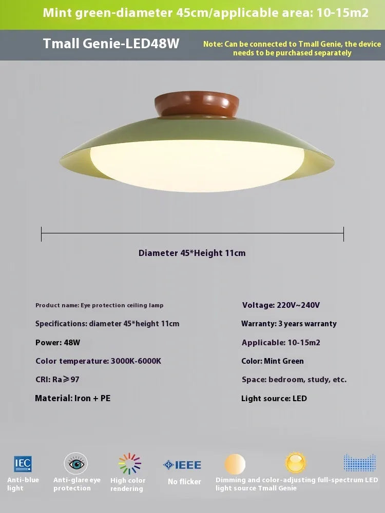 Modern flying saucer shaped ceiling lamp in cream style with minimalist design and clean geometric lines