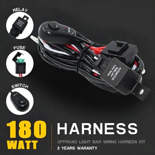 Automotive LED roof spotlight wiring harness with 2 metre silicone cable