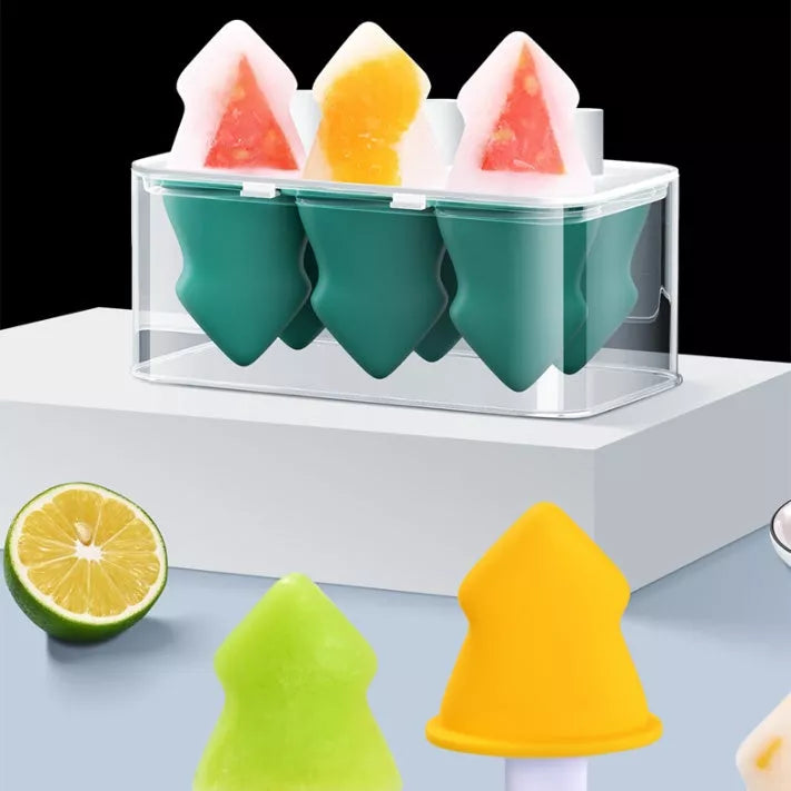 Summer Homemade Ice Cream Popsicle Silicone Cube Mold in green and yellow