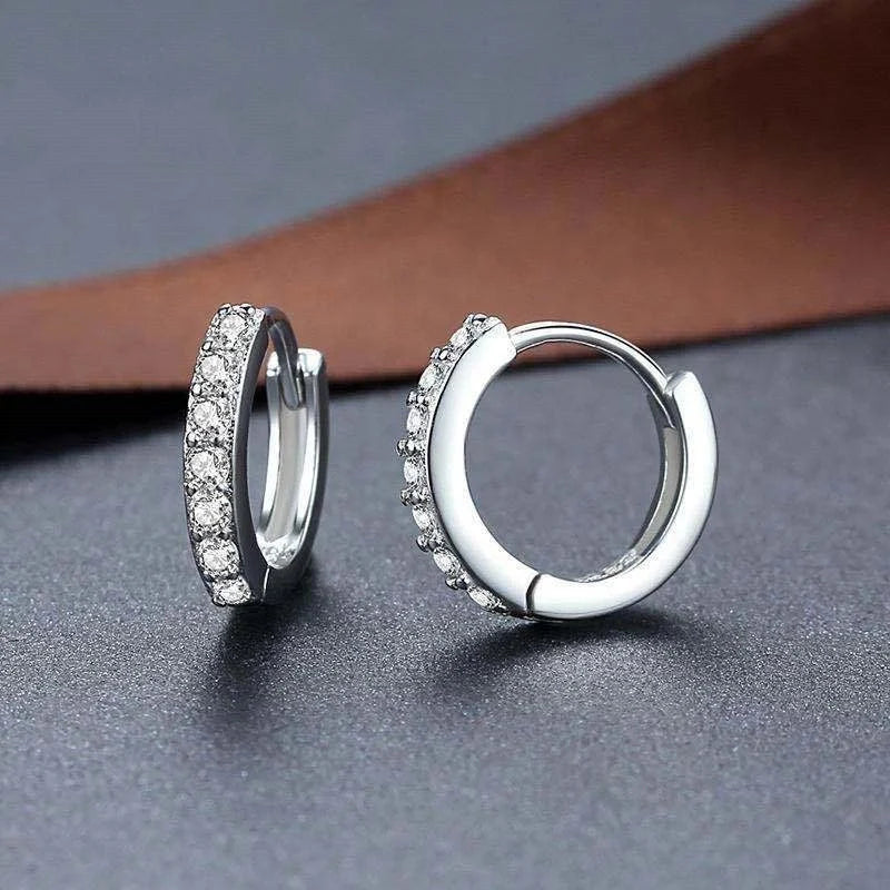 Elegant S925 Sterling Silver Single Row Diamond Earrings for Women