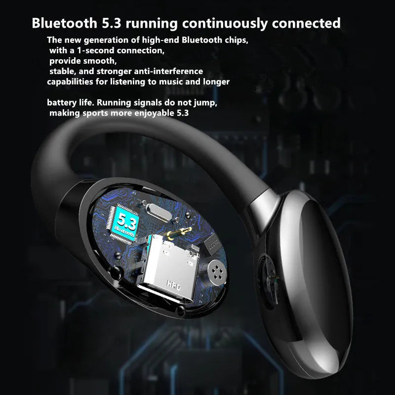 Bluetooth ear hook headset in black, white, orange, or air39, PC ABS, 10m range, Jerry chip.