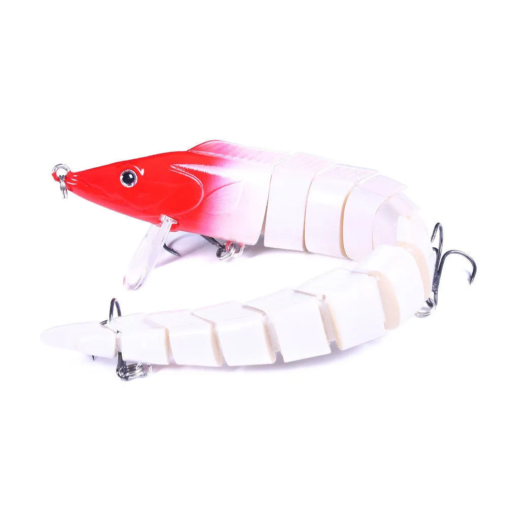 A multi-section articulated fishing lure imitating a loach, shown in one of five colour variants, measuring 23 cm.