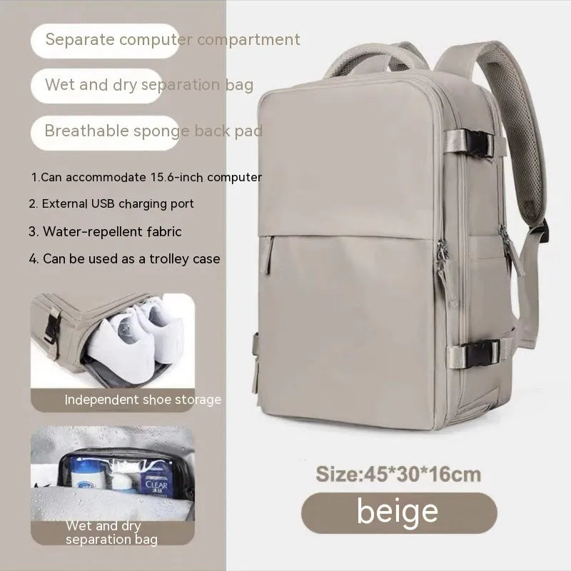 Large capacity waterproof mummy backpack in mint green colour with nylon material and 30-litre storage
