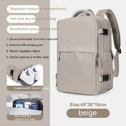 Large capacity waterproof mummy backpack in mint green colour with nylon material and 30-litre storage