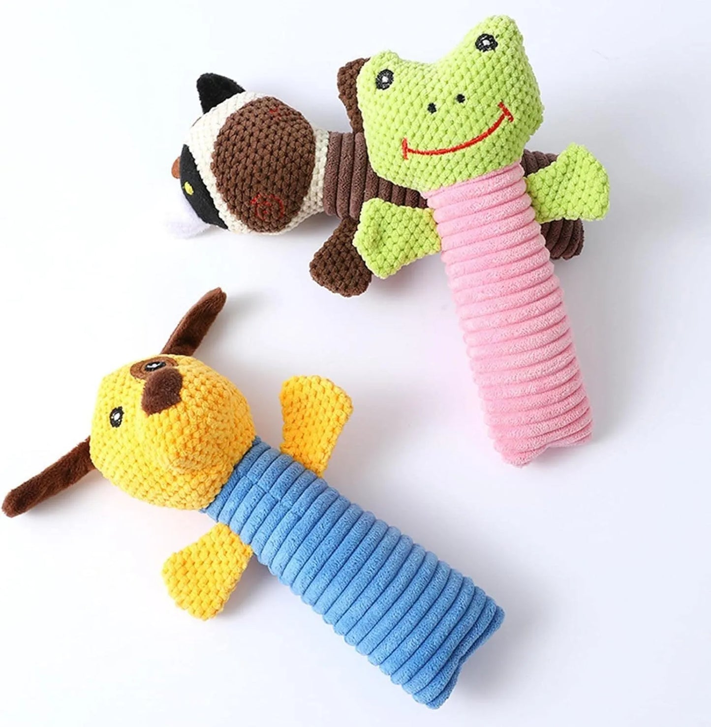 19cm dog dental squeaky toy in calf, frog, or puppy design with plaque-reducing chewing surface