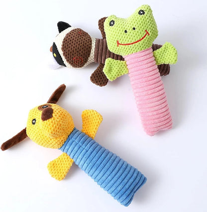19cm dog dental squeaky toy in calf, frog, or puppy design with plaque-reducing chewing surface
