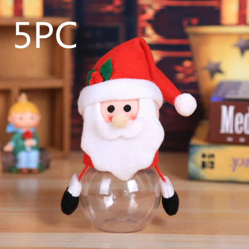 Festive Christmas candy jar with toy lid for holiday treats storage
