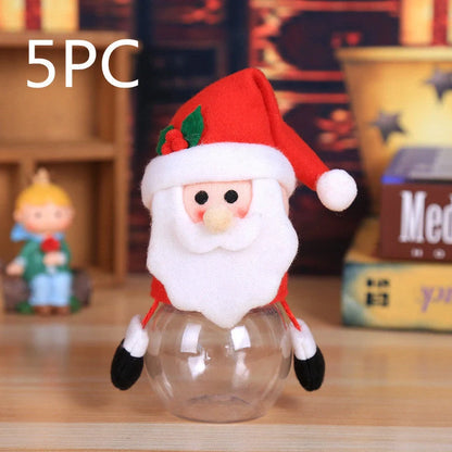 Festive Christmas candy jar with toy lid for holiday treats storage