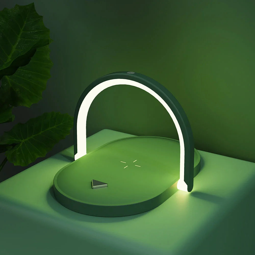 Foldable wireless charger with adjustable LED night light and 15W fast charging
