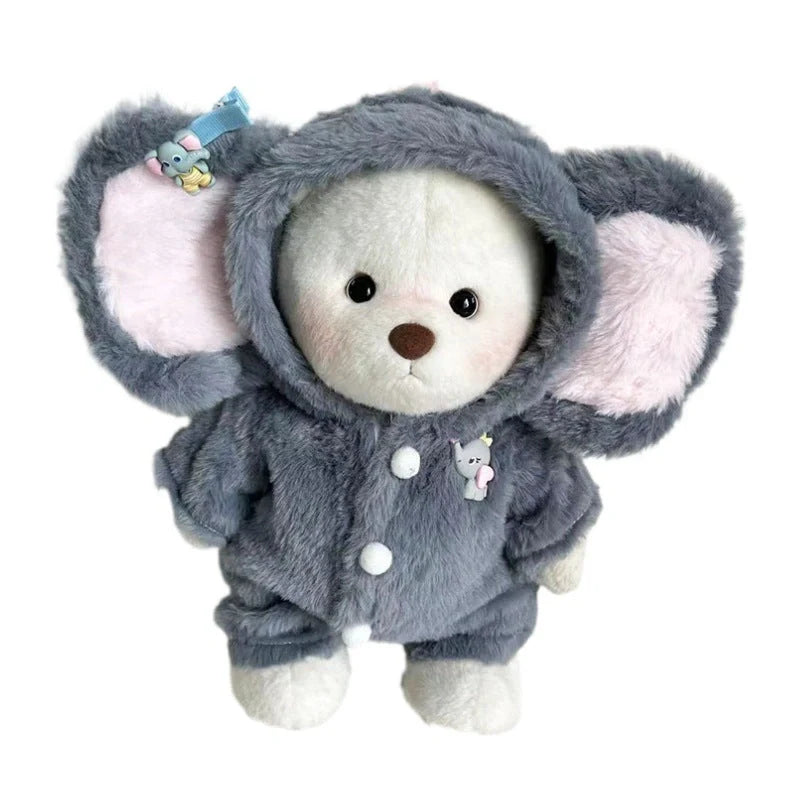 Grey elephant jumpsuit suit for 30cm Lina bear doll with plush material