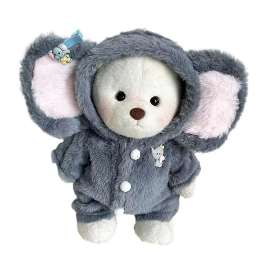 Grey elephant jumpsuit suit for 30cm Lina bear doll with plush material