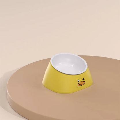 Green tilted stainless steel pet bowl with a 15-degree angle on a white background.