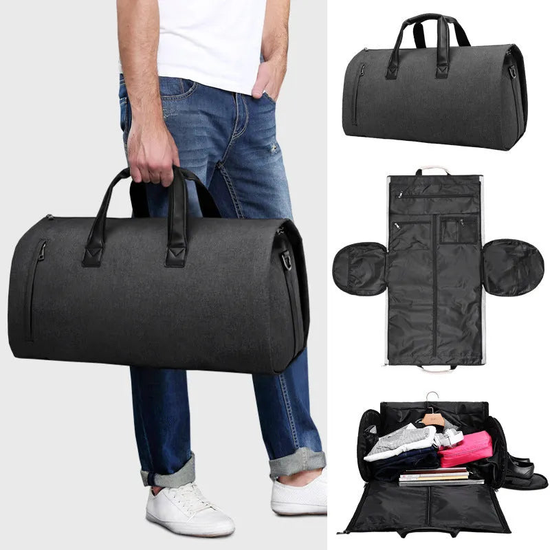 Medium oval travel bag with multiple internal compartments including camera insert and document storage