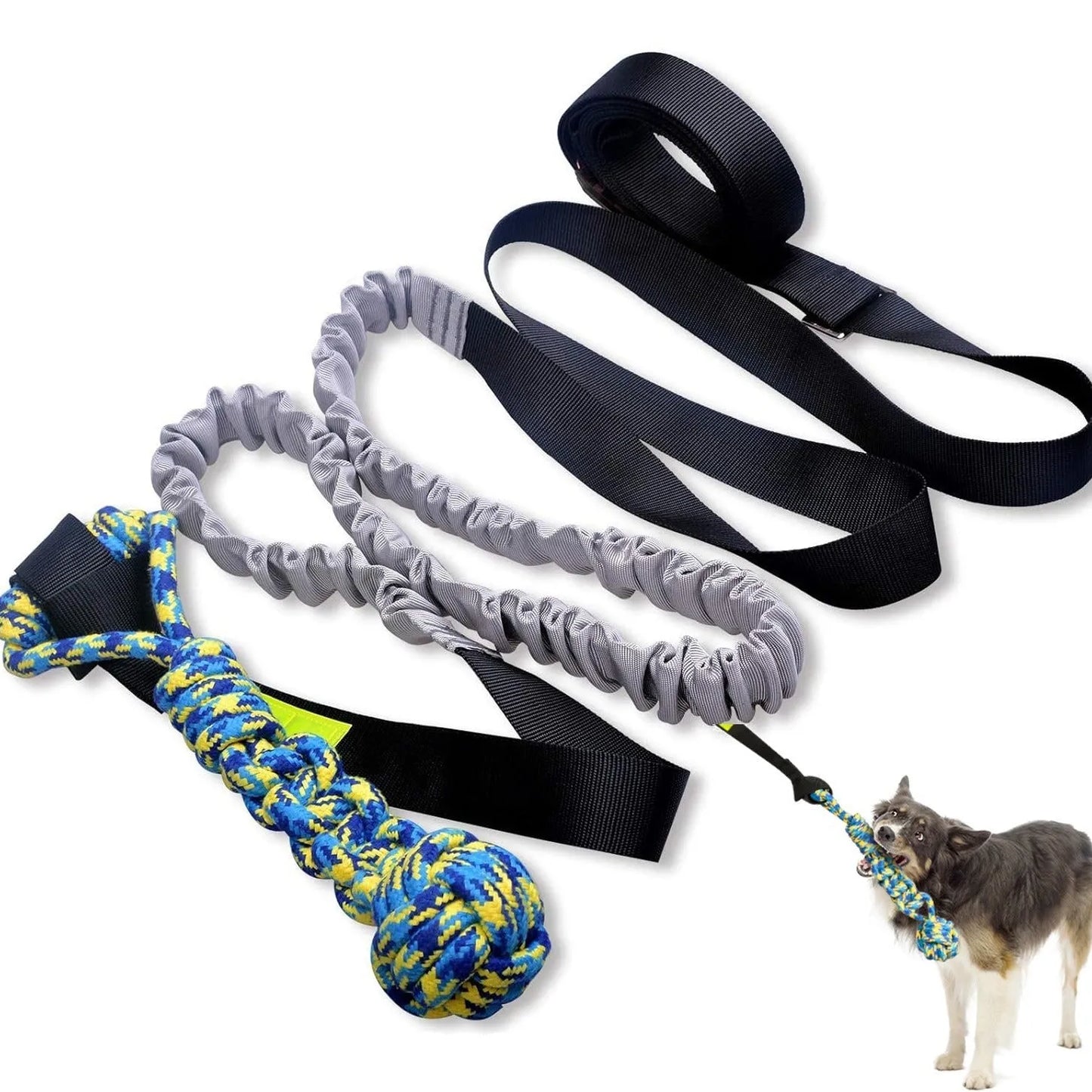 Green corncob dog tug rope toy made from cotton thread for indoor and outdoor play