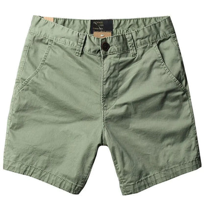 Men's cotton loose shorts with straight-leg cut and zipper fly in multiple colour options
