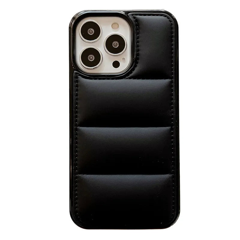 Candy down jacket shape IPhone case in selected colour showing TPU and PC construction