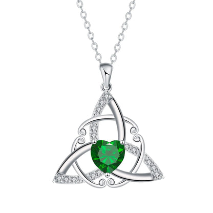 Celtic knot necklace for women in copper with electroplated colour geometric pendant