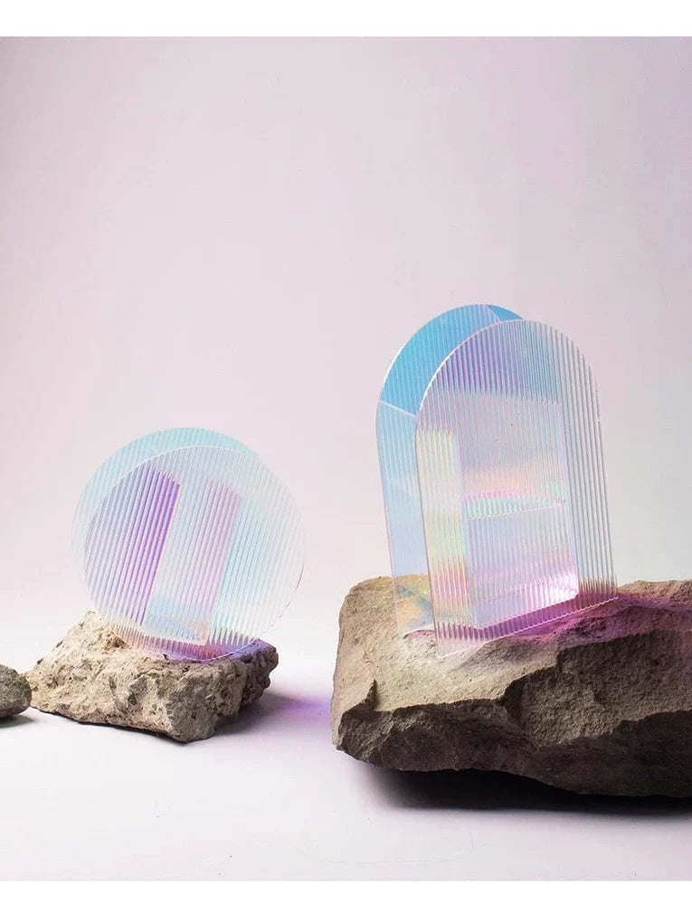 Nordic minimalist acrylic vase with polished corrugated surface, 20cm height