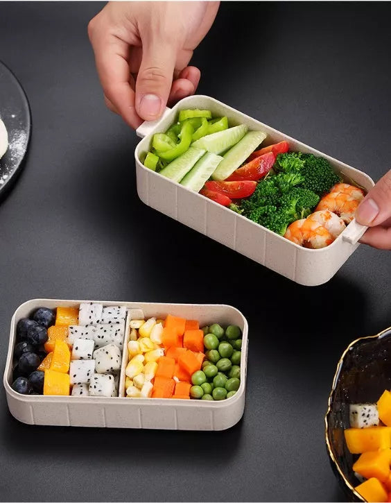 Eco-friendly wheat straw microwave lunch box with flexible lock seal