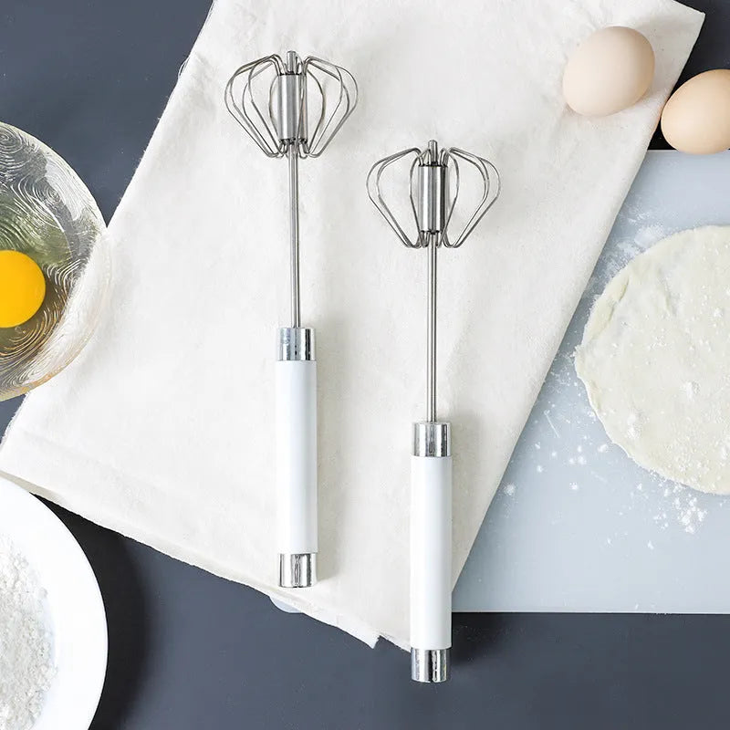 Semi-automatic stainless steel egg beater whisk for manual kitchen mixing