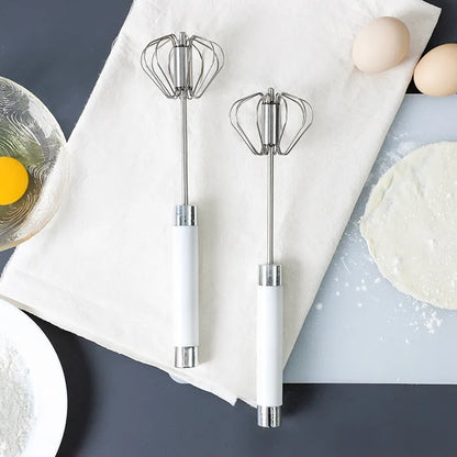 Semi-automatic stainless steel egg beater whisk for manual kitchen mixing