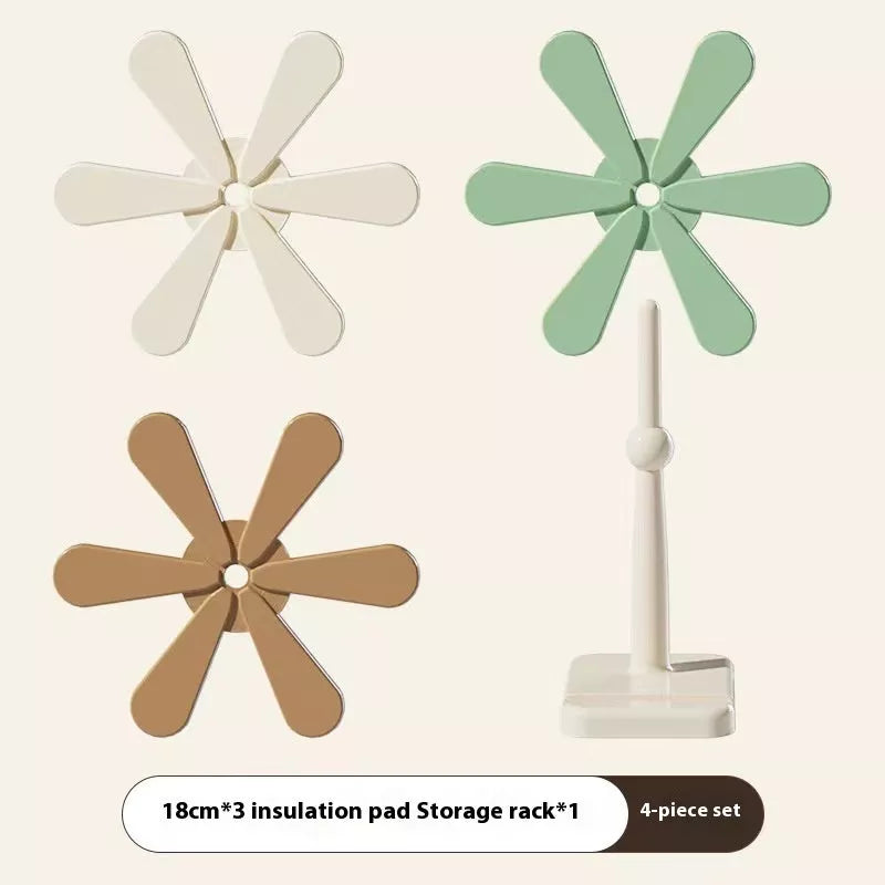 Tree-shaped silicone trivet set for heat protection on kitchen countertops