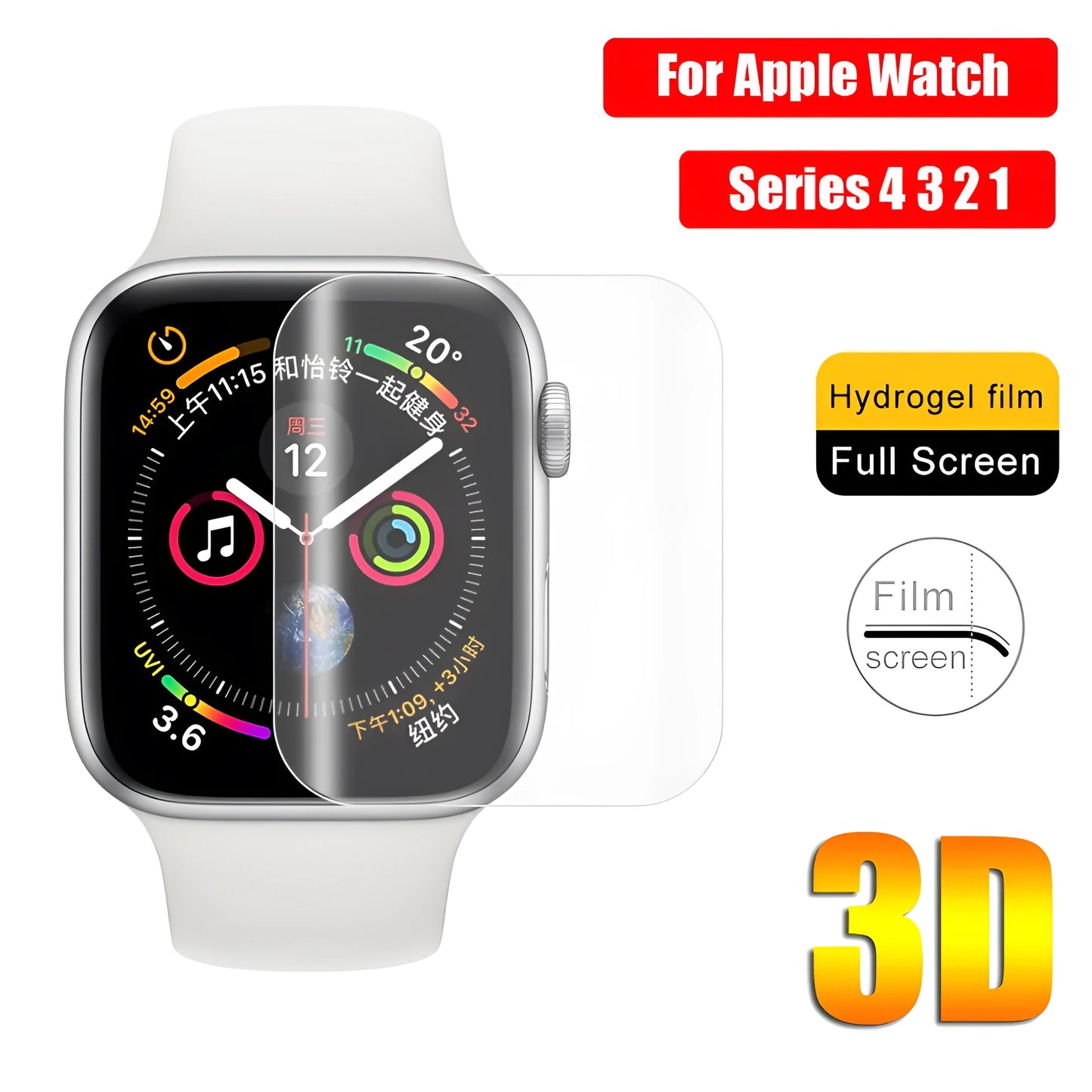 Hydrogel full coverage screen protector for Apple Watch Series 4 and Series 3